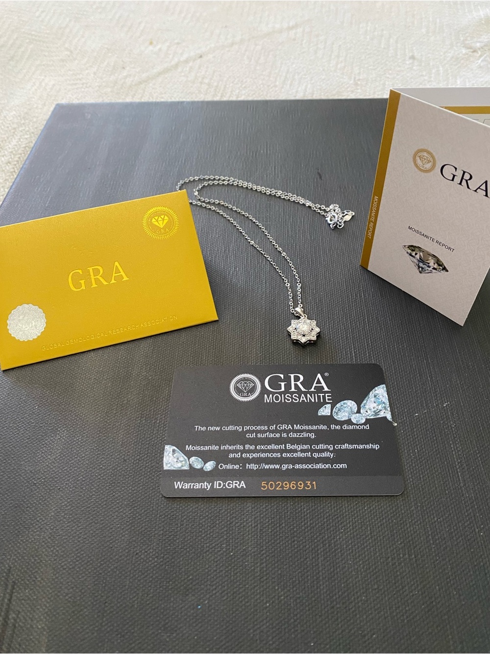 GRA certified Moissanite Starburst Pendant Necklace